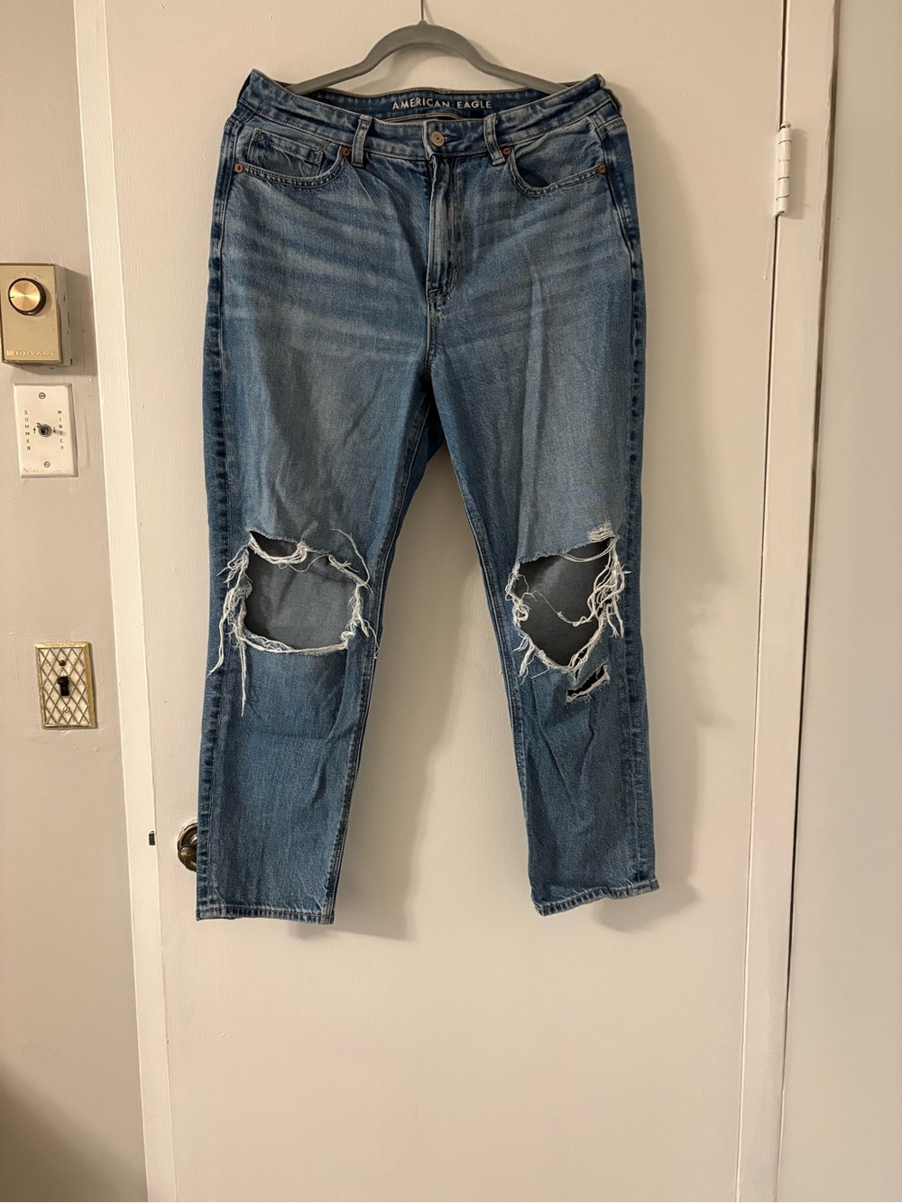 American Eagle Outfitters Distressed Light Blue Boyfriend Jeans